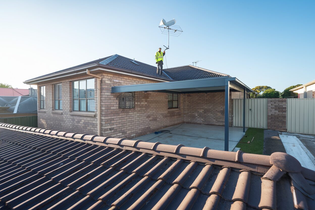 Professional TV antenna installation on Perth home
